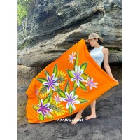 Hand Painted Floral Sarong in Orange color 